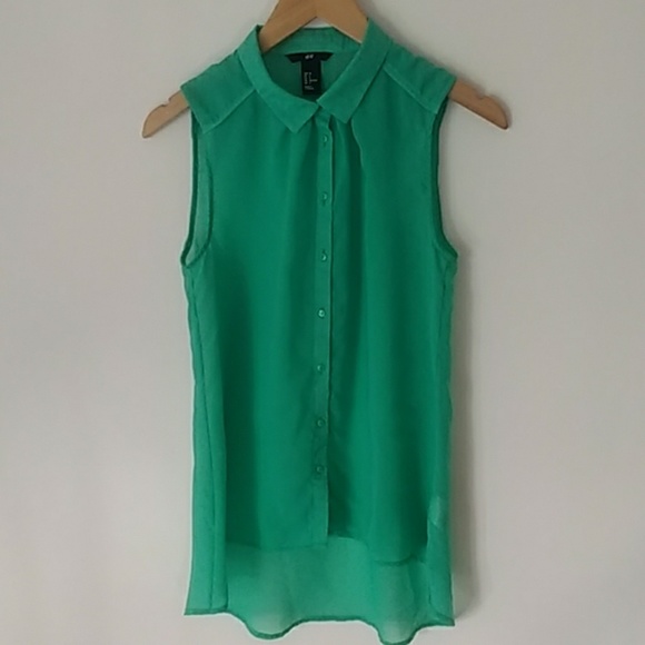 H&M Tops - H&M Kelly Green Sleeveless Button Tank Blouse